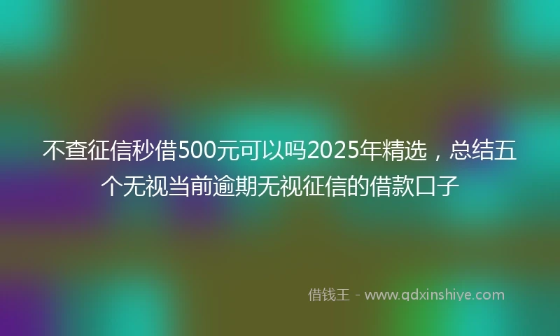 不查征信秒借500元可以吗2025年精选，总结五个无视当前逾期无视征信的借款口子