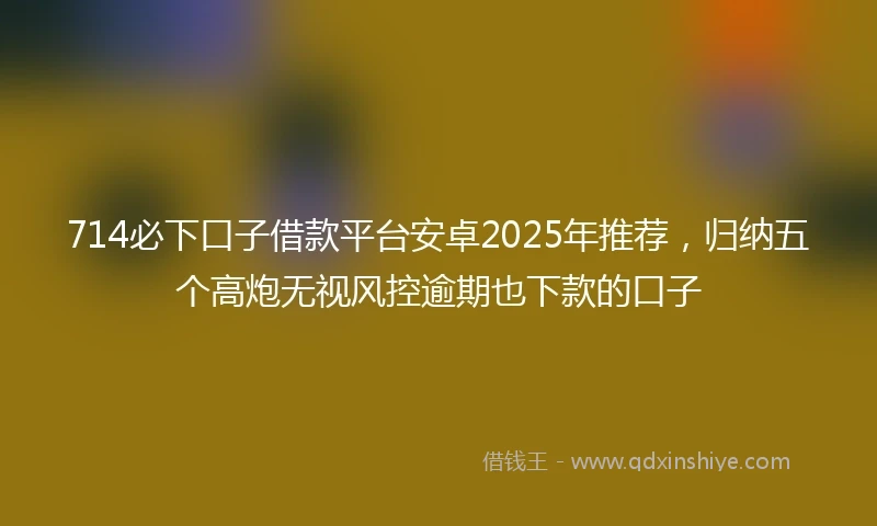 714必下口子借款平台安卓2025年推荐，归纳五个高炮无视风控逾期也下款的口子