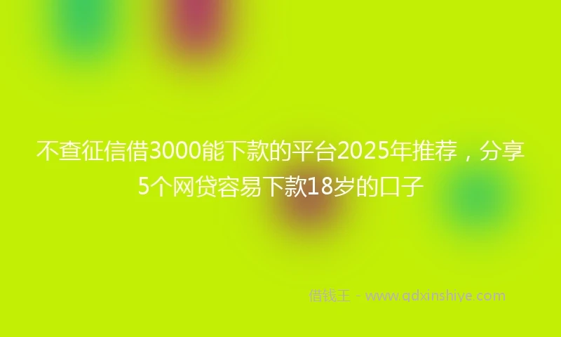 不查征信借3000能下款的平台2025年推荐，分享5个网贷容易下款18岁的口子