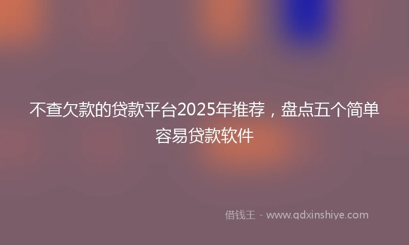 不查欠款的贷款平台2025年推荐，盘点五个简单容易贷款软件