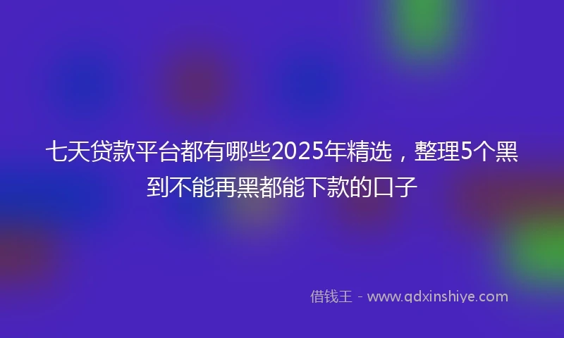 七天贷款平台都有哪些2025年精选，整理5个黑到不能再黑都能下款的口子