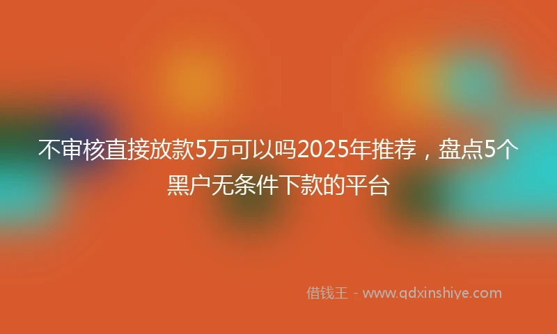 不审核直接放款5万可以吗2025年推荐，盘点5个黑户无条件下款的平台