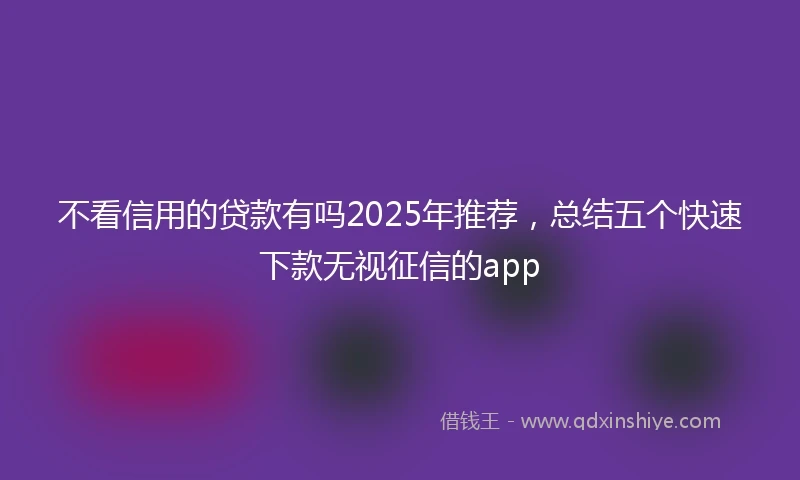 不看信用的贷款有吗2025年推荐，总结五个快速下款无视征信的app