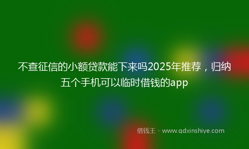 不查征信的小额贷款能下来吗2025年推荐，归纳五个手机可以临时借钱的app