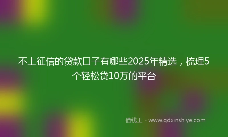 不上征信的贷款口子有哪些2025年精选，梳理5个轻松贷10万的平台