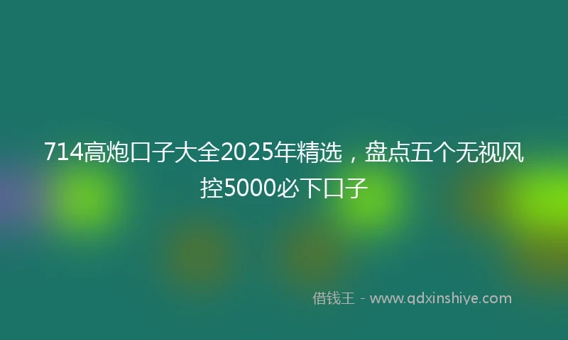 714高炮口子大全2025年精选，盘点五个无视风控5000必下口子