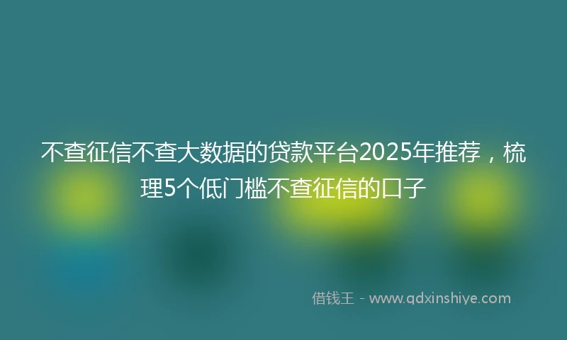 不查征信不查大数据的贷款平台2025年推荐，梳理5个低门槛不查征信的口子