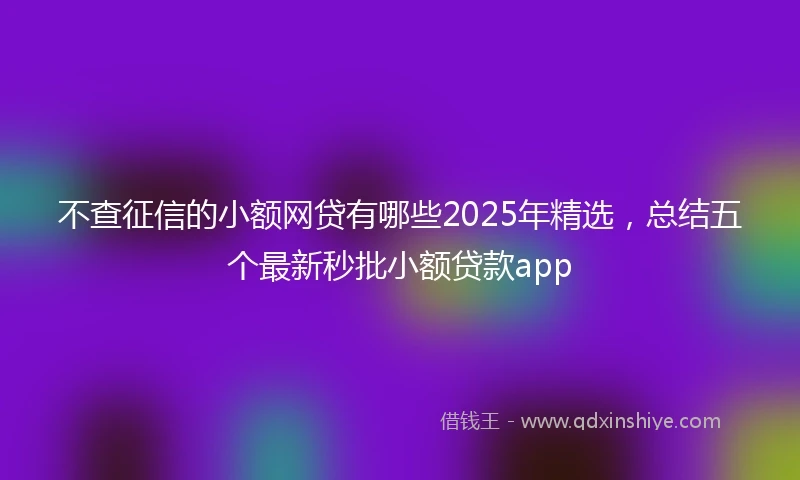 不查征信的小额网贷有哪些2025年精选，总结五个最新秒批小额贷款app