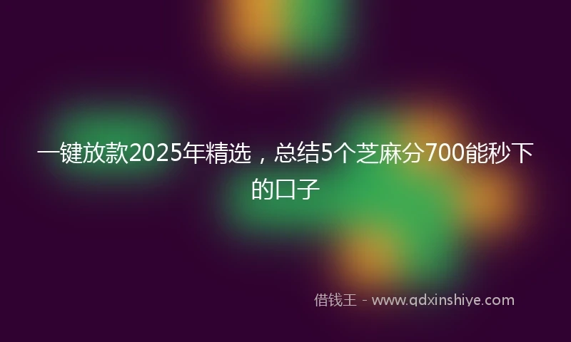一键放款2025年精选，总结5个芝麻分700能秒下的口子