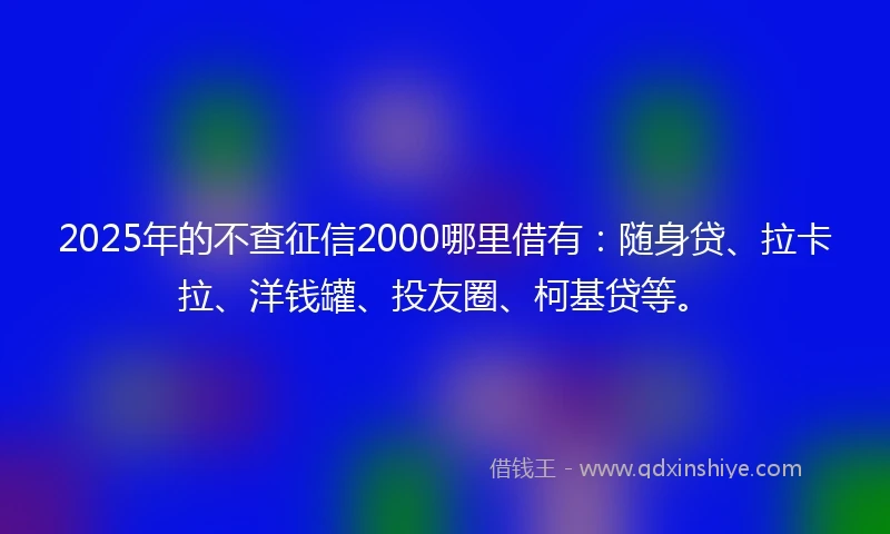 2025年的不查征信2000哪里借有：随身贷、拉卡拉、洋钱罐、投友圈、柯基贷等。