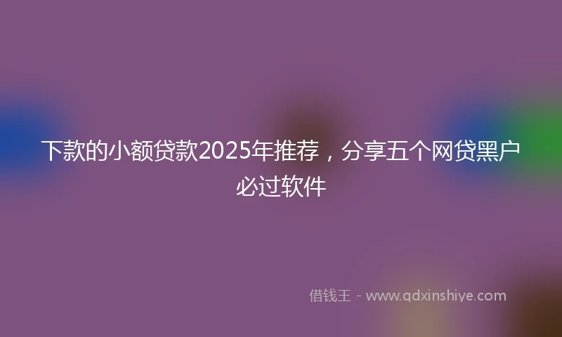 下款的小额贷款2025年推荐，分享五个网贷黑户必过软件