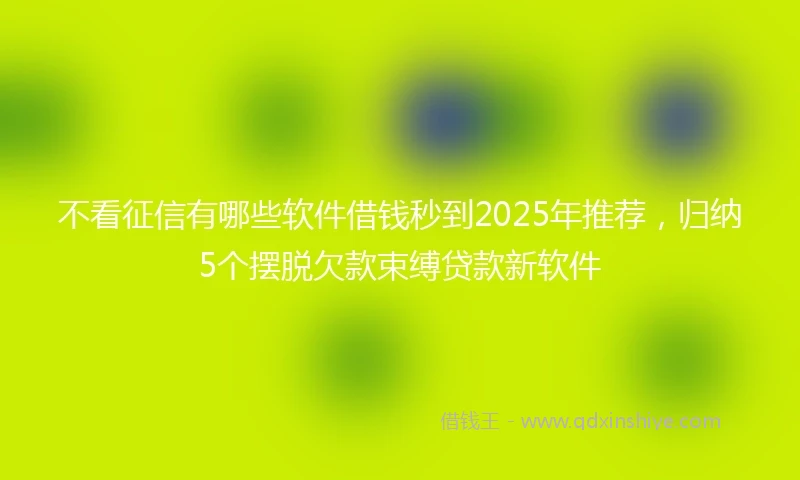 不看征信有哪些软件借钱秒到2025年推荐，归纳5个摆脱欠款束缚贷款新软件