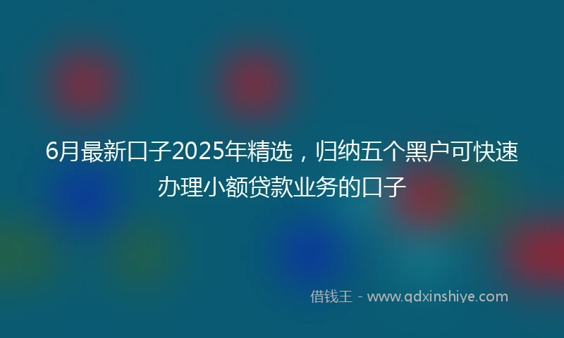 6月最新口子2025年精选，归纳五个黑户可快速办理小额贷款业务的口子