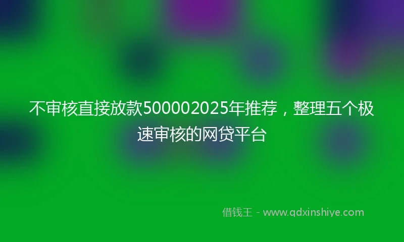 不审核直接放款500002025年推荐，整理五个极速审核的网贷平台
