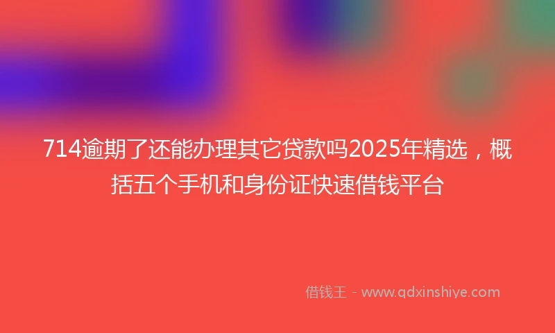 714逾期了还能办理其它贷款吗2025年精选，概括五个手机和身份证快速借钱平台