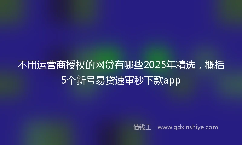 不用运营商授权的网贷有哪些2025年精选，概括5个新号易贷速审秒下款app