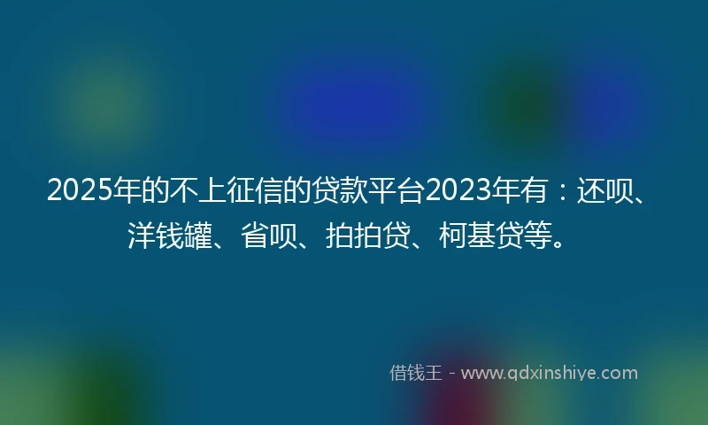 2025年的不上征信的贷款平台2023年有：还呗、洋钱罐、省呗、拍拍贷、柯基贷等。