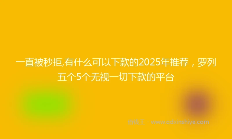 一直被秒拒,有什么可以下款的2025年推荐，罗列五个5个无视一切下款的平台