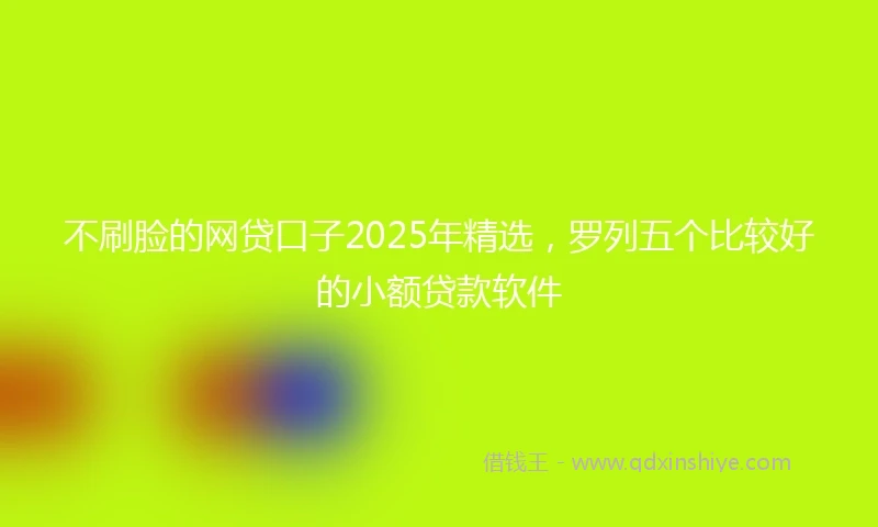 不刷脸的网贷口子2025年精选，罗列五个比较好的小额贷款软件