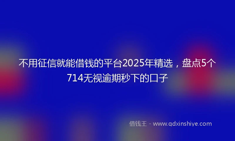 不用征信就能借钱的平台2025年精选，盘点5个714无视逾期秒下的口子