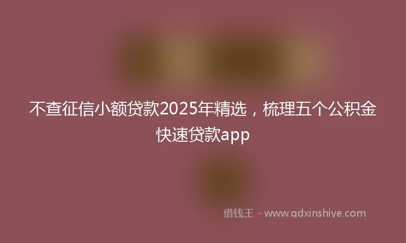 不查征信小额贷款2025年精选，梳理五个公积金快速贷款app