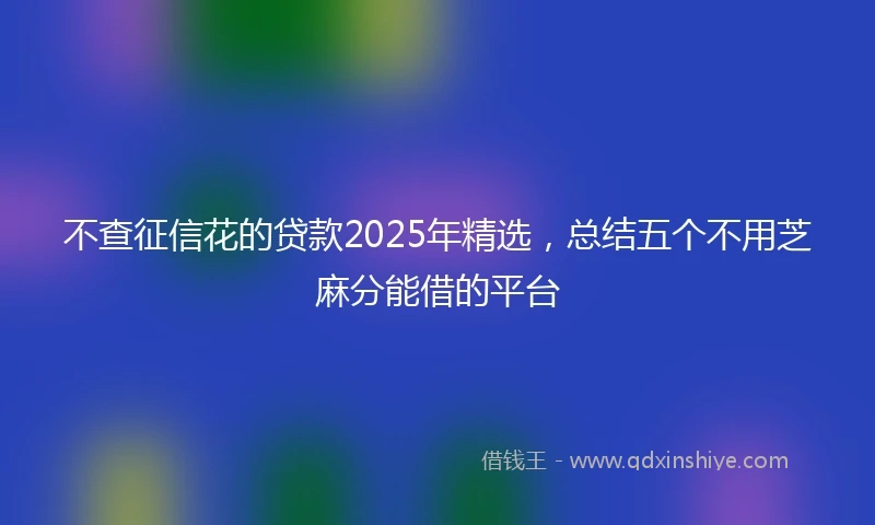 不查征信花的贷款2025年精选，总结五个不用芝麻分能借的平台