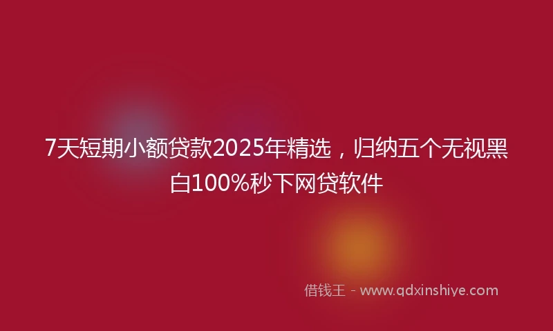 7天短期小额贷款2025年精选，归纳五个无视黑白100%秒下网贷软件