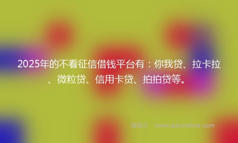 2025年的不看征信借钱平台有：你我贷、拉卡拉、微粒贷、信用卡贷、拍拍贷等。