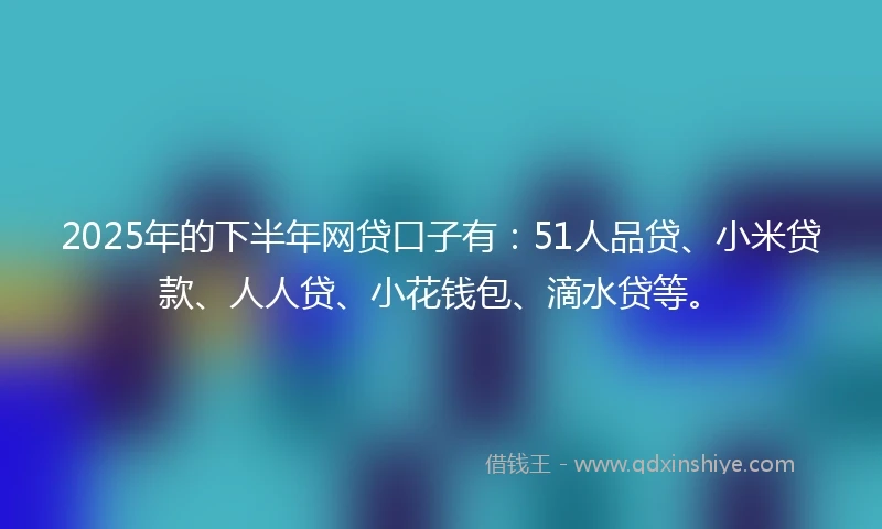 2025年的下半年网贷口子有：51人品贷、小米贷款、人人贷、小花钱包、滴水贷等。