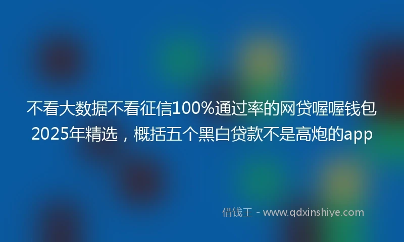 不看大数据不看征信100%通过率的网贷喔喔钱包2025年精选，概括五个黑白贷款不是高炮的app