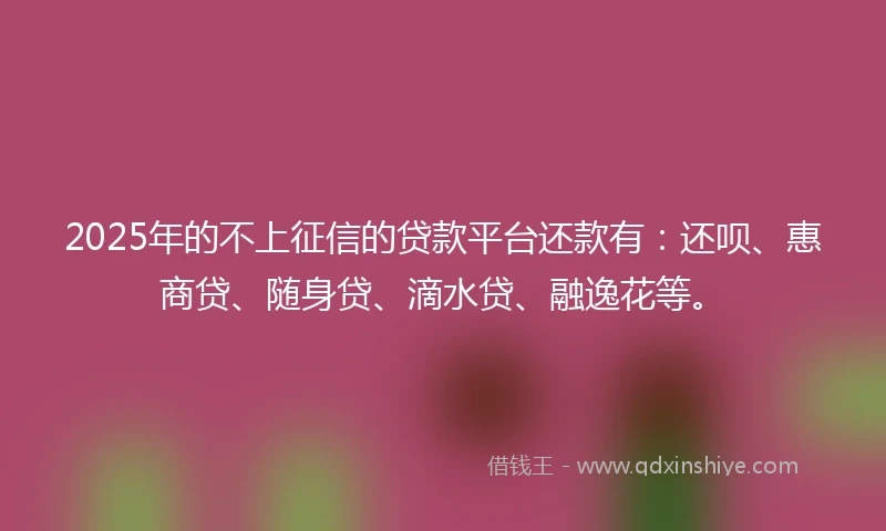 2025年的不上征信的贷款平台还款有：还呗、惠商贷、随身贷、滴水贷、融逸花等。