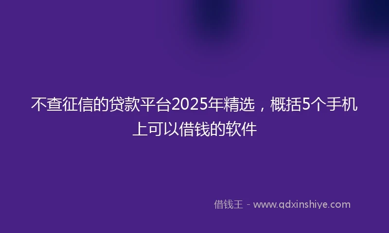 不查征信的贷款平台2025年精选，概括5个手机上可以借钱的软件