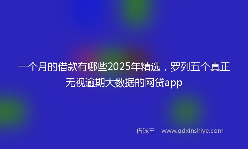 一个月的借款有哪些2025年精选，罗列五个真正无视逾期大数据的网贷app