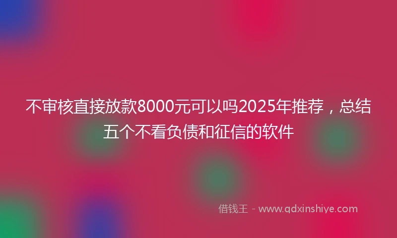 不审核直接放款8000元可以吗2025年推荐，总结五个不看负债和征信的软件