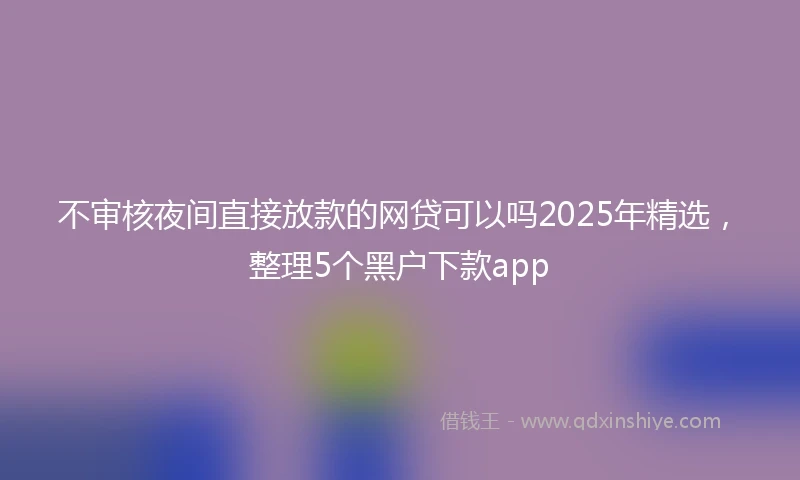 不审核夜间直接放款的网贷可以吗2025年精选，整理5个黑户下款app