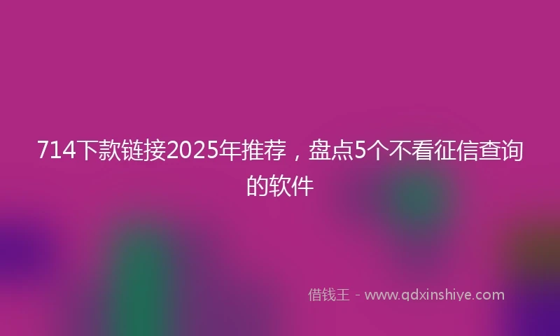 714下款链接2025年推荐，盘点5个不看征信查询的软件