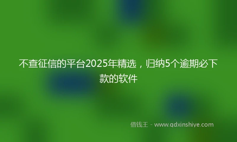 不查征信的平台2025年精选，归纳5个逾期必下款的软件