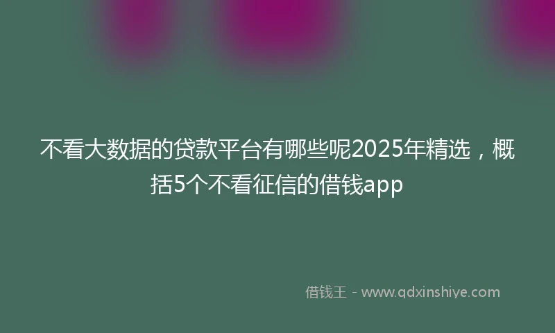 不看大数据的贷款平台有哪些呢2025年精选，概括5个不看征信的借钱app
