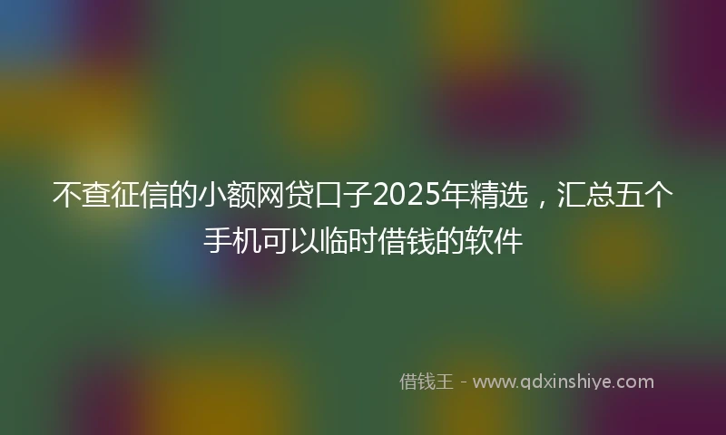 不查征信的小额网贷口子2025年精选，汇总五个手机可以临时借钱的软件