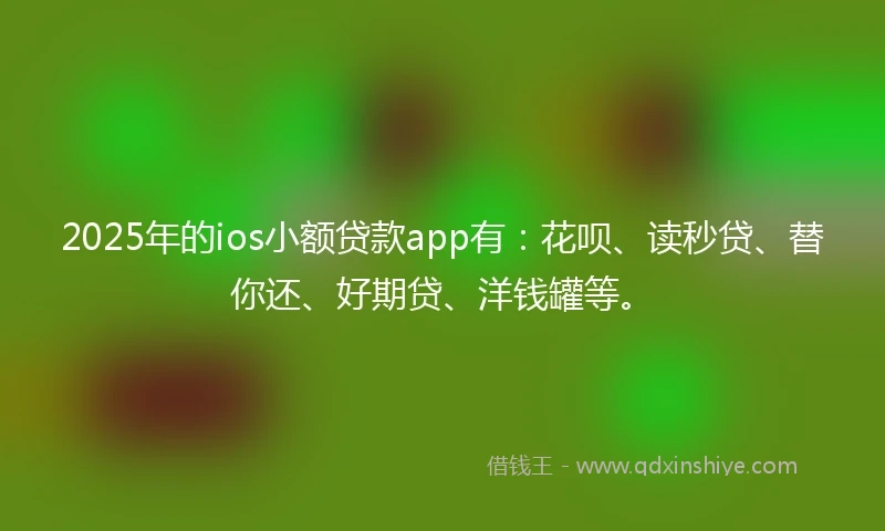 2025年的ios小额贷款app有：花呗、读秒贷、替你还、好期贷、洋钱罐等。