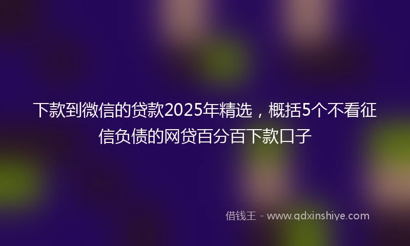 下款到微信的贷款2025年精选，概括5个不看征信负债的网贷百分百下款口子