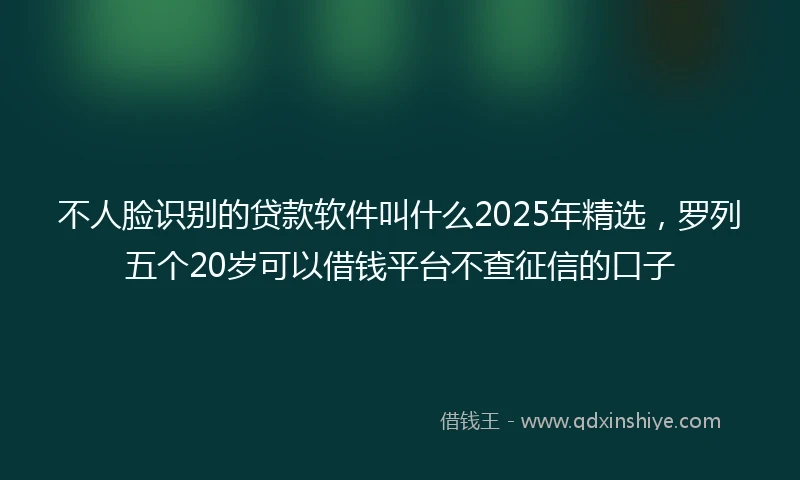 不人脸识别的贷款软件叫什么2025年精选，罗列五个20岁可以借钱平台不查征信的口子