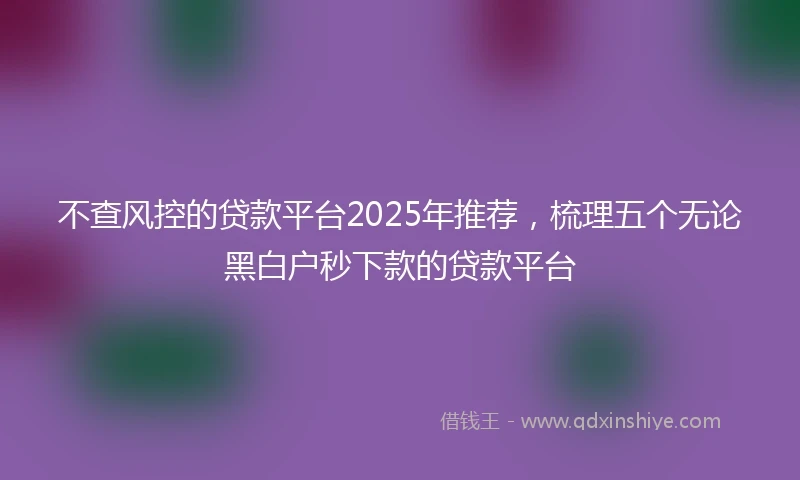 不查风控的贷款平台2025年推荐，梳理五个无论黑白户秒下款的贷款平台