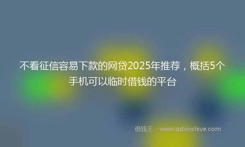 不看征信容易下款的网贷2025年推荐，概括5个手机可以临时借钱的平台