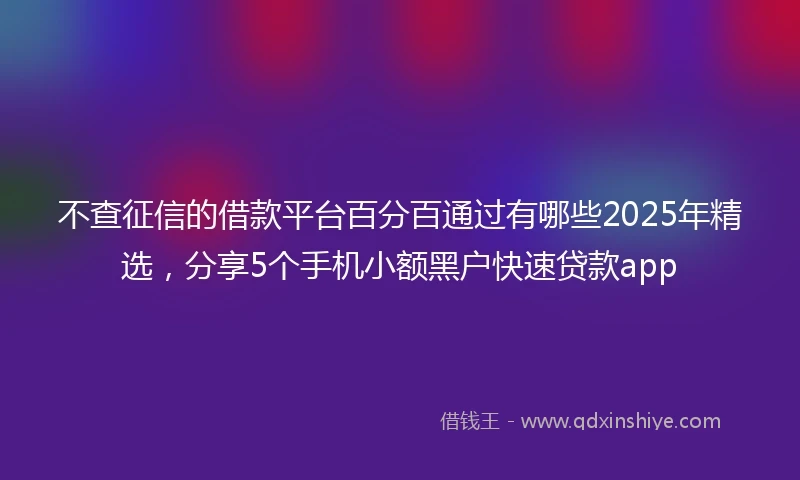不查征信的借款平台百分百通过有哪些2025年精选，分享5个手机小额黑户快速贷款app