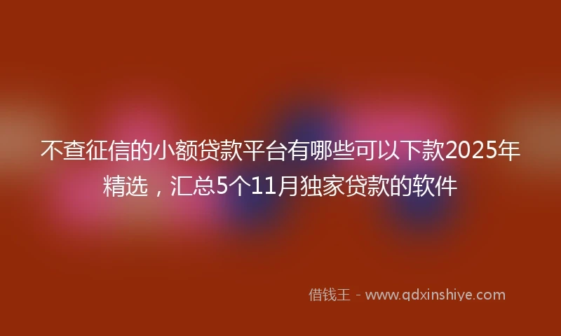 不查征信的小额贷款平台有哪些可以下款2025年精选,汇总5个11月独家贷款的软件