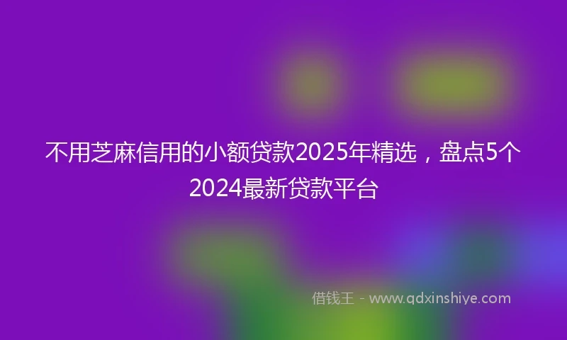 不用芝麻信用的小额贷款2025年精选，盘点5个2024最新贷款平台