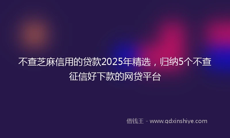 不查芝麻信用的贷款2025年精选，归纳5个不查征信好下款的网贷平台