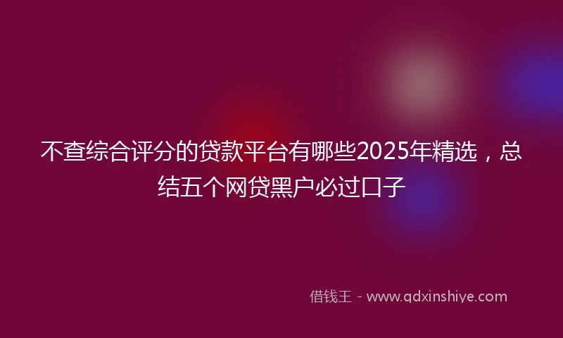 不查综合评分的贷款平台有哪些2025年精选，总结五个网贷黑户必过口子