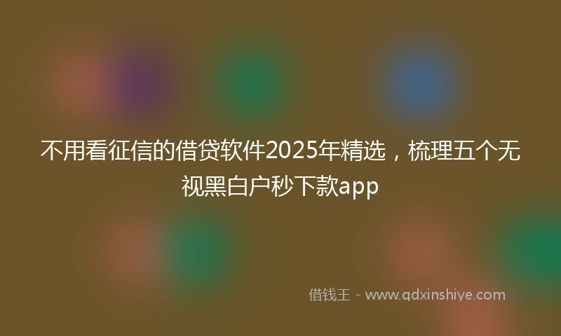 不用看征信的借贷软件2025年精选，梳理五个无视黑白户秒下款app